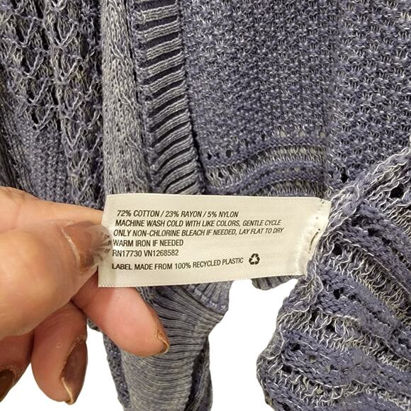 Knox Rose Open Knit Waterfall Open Cardigan Blue XS Long Sleeve Casual Cotton - Picture 6 of 8